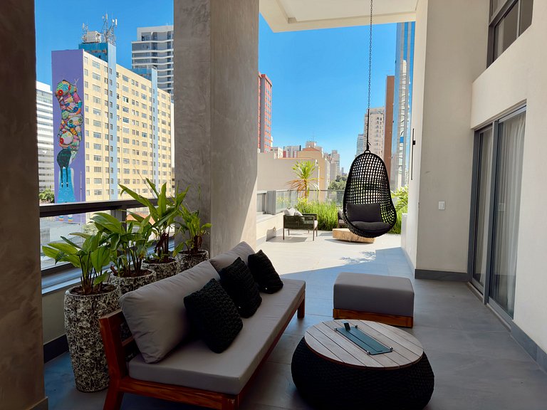 Apto com 2 quartos design e conforto em Pinheiros